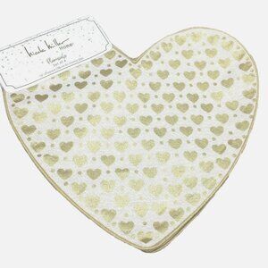 x4 Nicole Miller Gold Shimmer Hearts Placemat Set Heart Shaped Valentines Day
